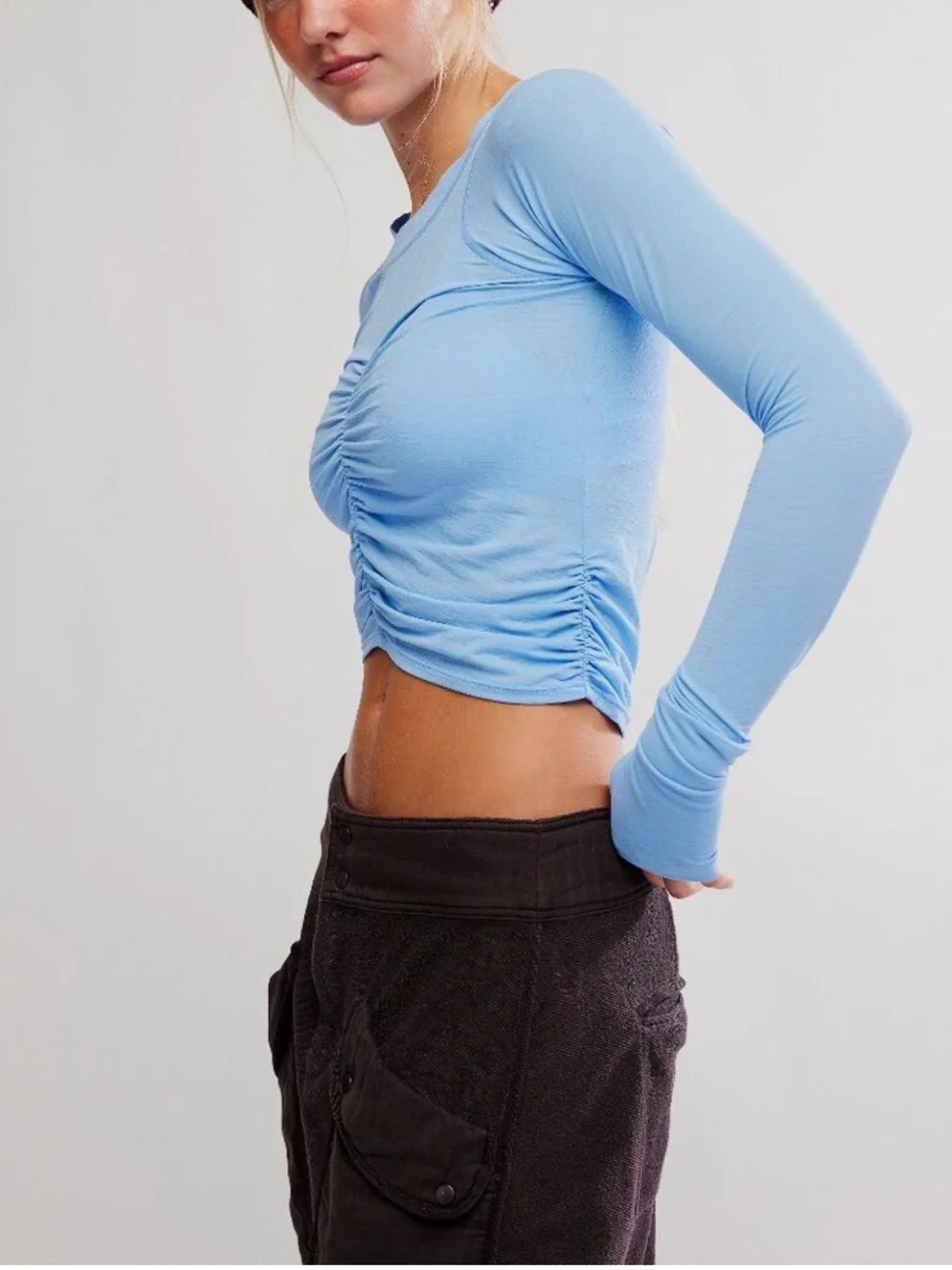 FP MOVEMENT Tempo Ruched Long Sleeve / High Dive  NWT size XL